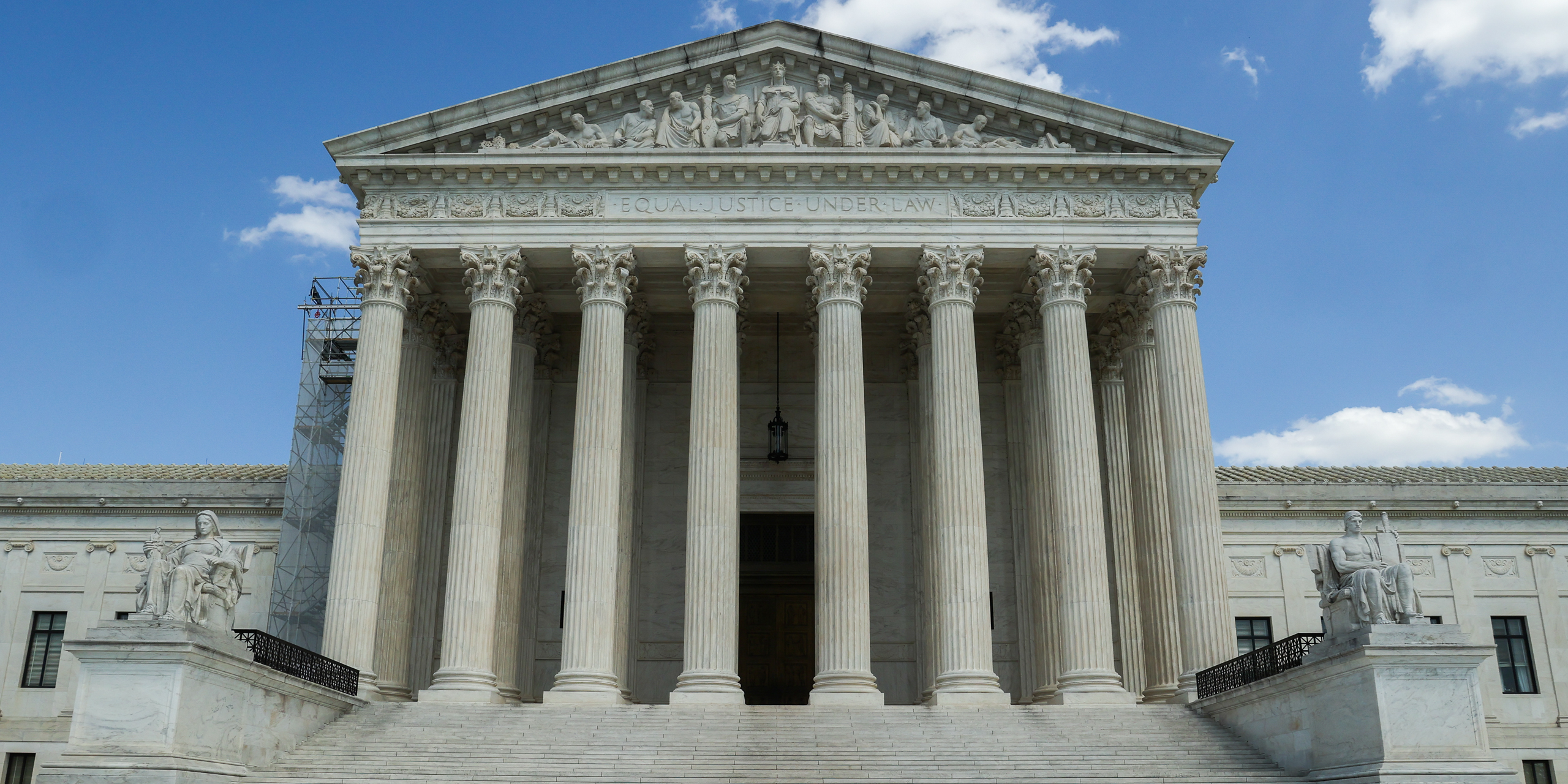 The United States Supreme Court building also known as The Marble Palace in Washington, DC.