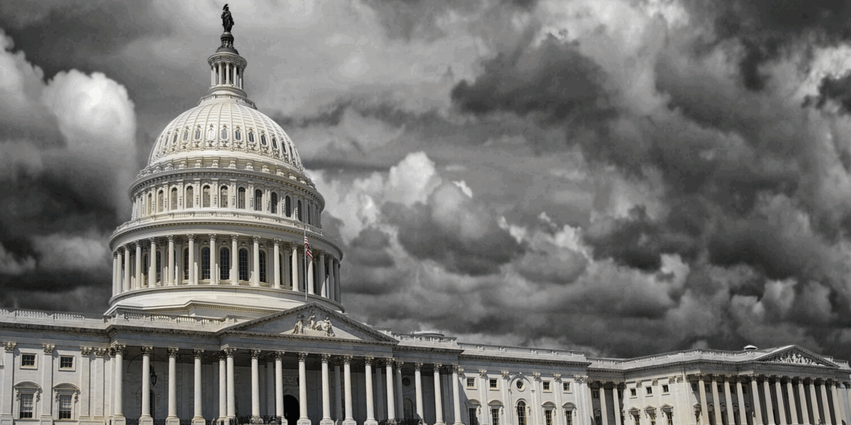 Storm clouds behind the U.S. Capitol