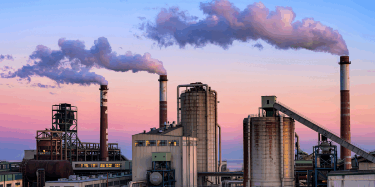 Smoke emitting from a factory